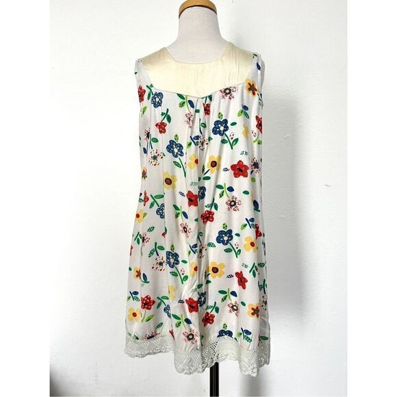 Girls 7/8 Floral Satin and Lace Sleeveless Dress - Picture 3 of 7